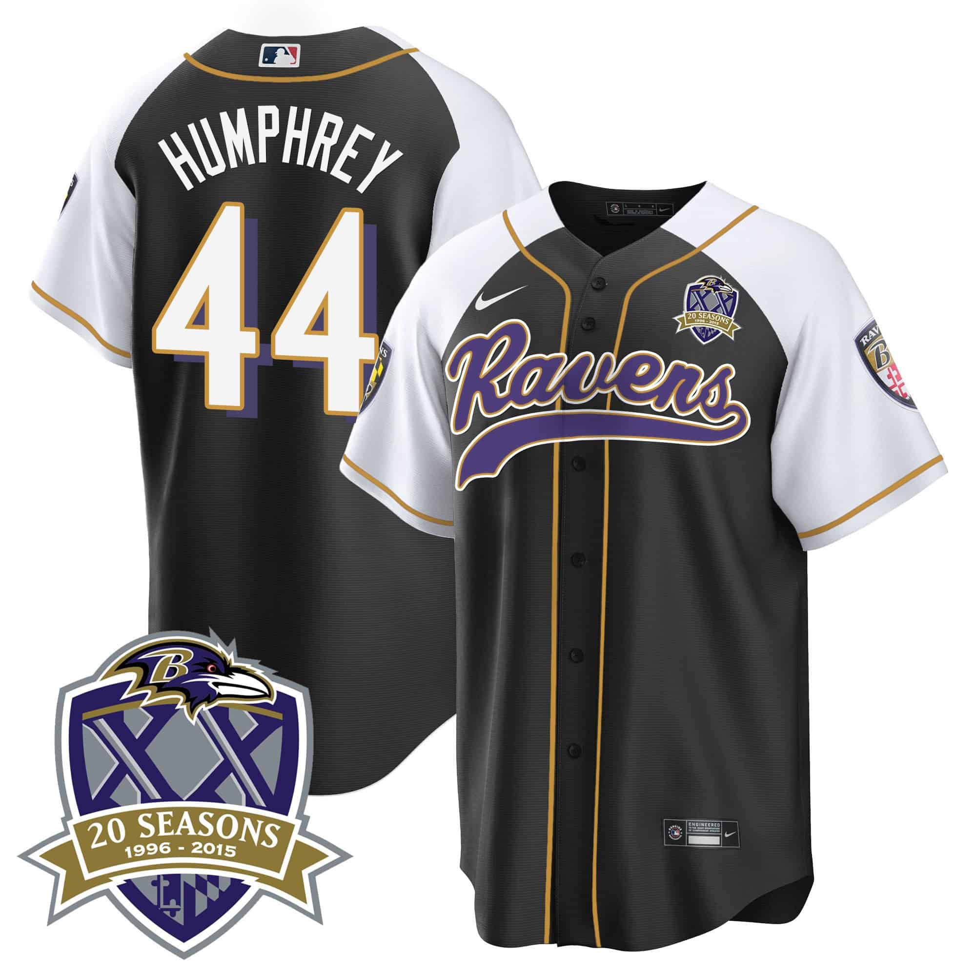 Men Baltimore Ravens #44 Humphrey Black 2024 Nike 20th Season Patch Baseball NFL Jersey->indianapolis colts->NFL Jersey